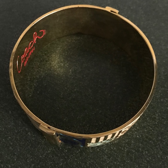 Coach Signature C Gold Bangle Bracelet 1” - Picture 14 of 15